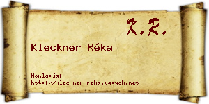 Kleckner Réka névjegykártya